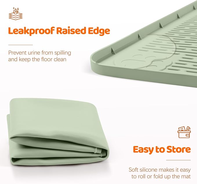Pee Pads for Dogs, 34" x 22" Extra Large Reusable Silicone Mat, Washable Puppy Training Pads for Potty Training, Non-Slip, Leak-Proof, Indoor Floor Protection (Green)