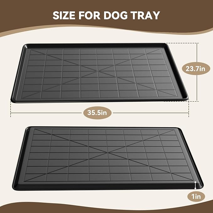 Holiwei 35.4" Dog Crate Tray Replacement fit for Metal Dog Crate Dog Cage Pans Plastic Tray