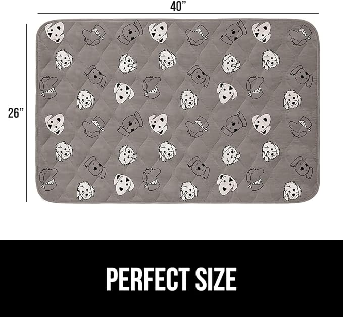 GORILLA GRIP Washable Puppy Pads, 40x26, Slip Resistant Dog Crate Mat, Waterproof Cloth Pee Pad for Training Puppies in Playpen, Reusable Pet Incontinence Blanket, Protects Sofa, Dog Faces