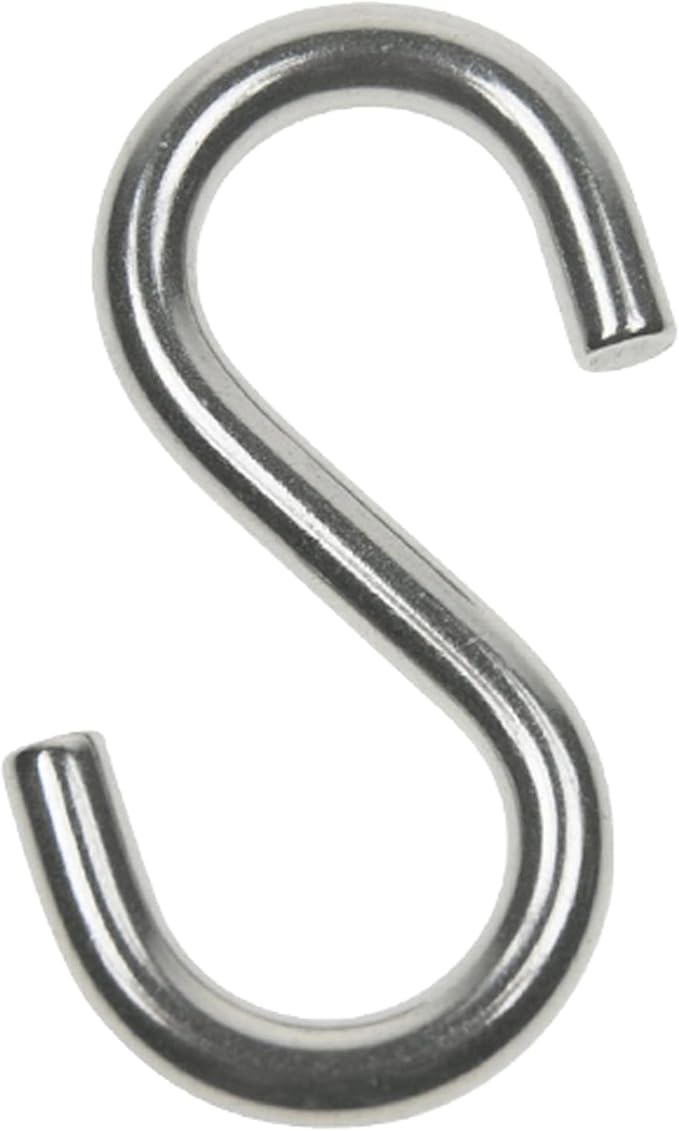 Wideskall® 1.75" inch Heavy Duty Small Zinc Plated Steel S Shaped Type Utility Hooks Hanging Hooks Chrome (Pack of 10)