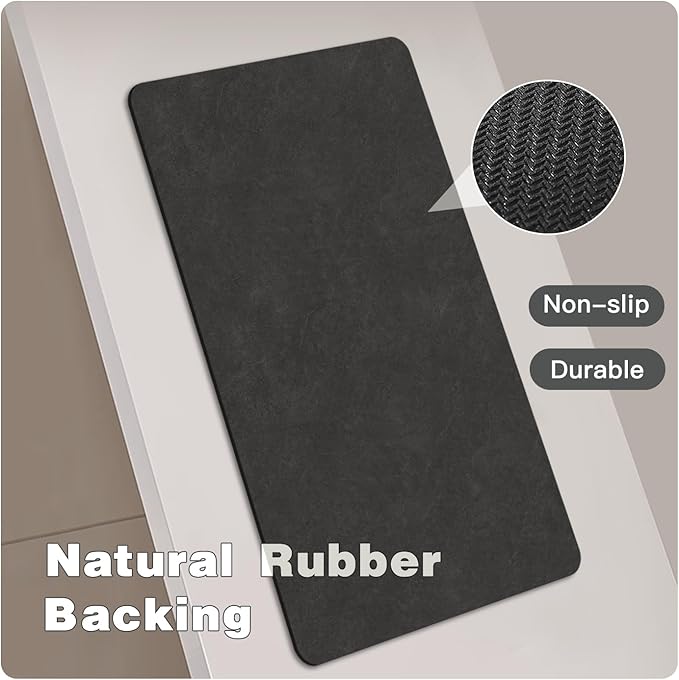 Toilet Rug, Thin Toilet Rugs U Shaped Washable Non Slip Absorbent Quick Dry Low Pile Toilet Mat, 20"x24" U Shape Black