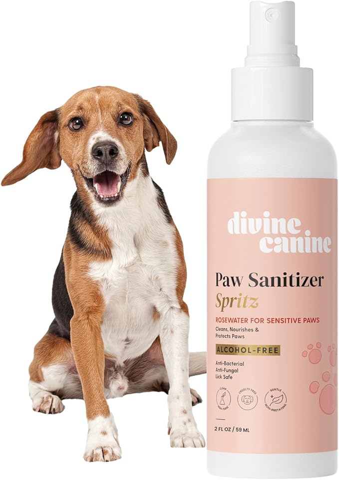Dog Paw Cleaner - Alcohol Free Paw Cleansing Spray - Made with Coconut, Aloe, Copaiba Oil, and Lemongrass Oil to Nourish and Clean Paws - Made in The USA (Rosewater 2 Oz)