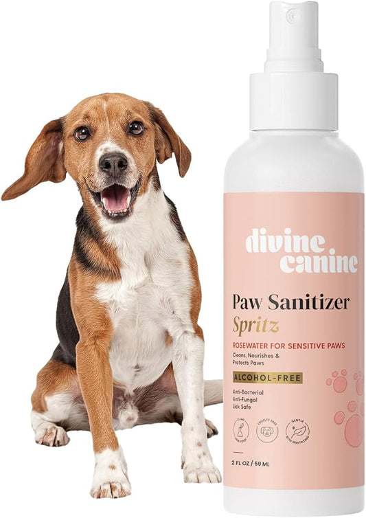 Dog Paw Cleaner - Alcohol Free Paw Cleansing Spray - Made with Coconut, Aloe, Copaiba Oil, and Lemongrass Oil to Nourish and Clean Paws - Made in The USA (Rosewater 2 Oz)