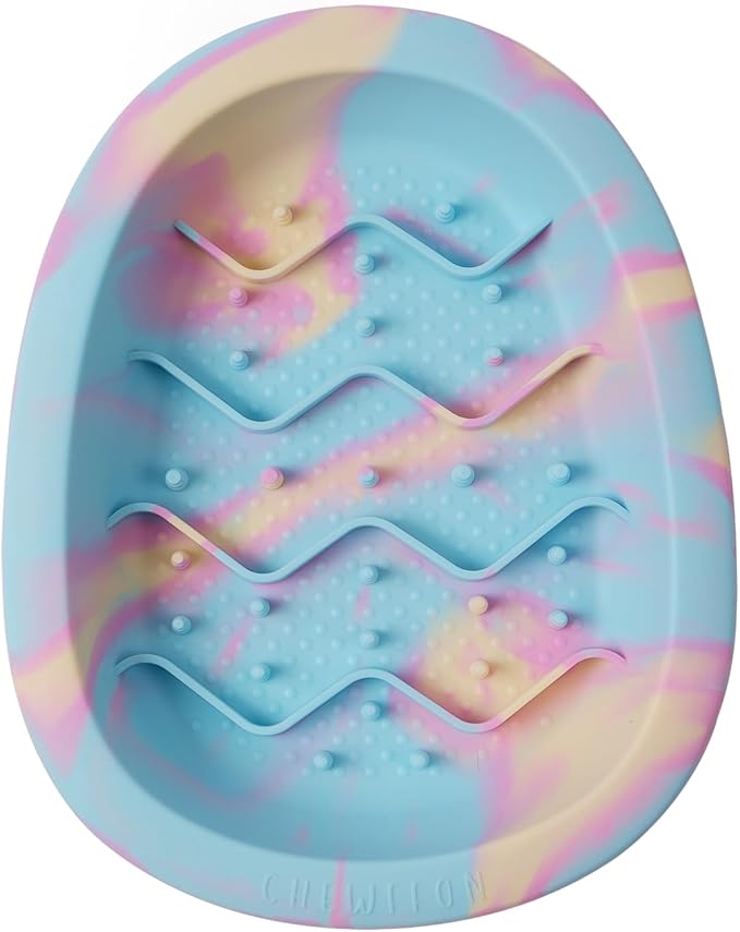 CHEWFFON Interactive Dog&Cat Lick Mat Bowls, BPA-Free Silicone Dog Slow Feeder Bowl with Suction Cups, Non Slip Food Bowl for Dogs and Cats, Reduces Boredom and Anxiety, Dishwasher Safe, Rainbow