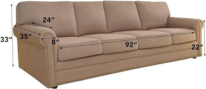 Easy-Going Stretch 4 Seater Sofa Slipcover 1-Piece Sofa Cover Furniture Protector Couch Soft with Elastic Bottom for Kids, Polyester Spandex Jacquard Fabric Small Checks Light Gray