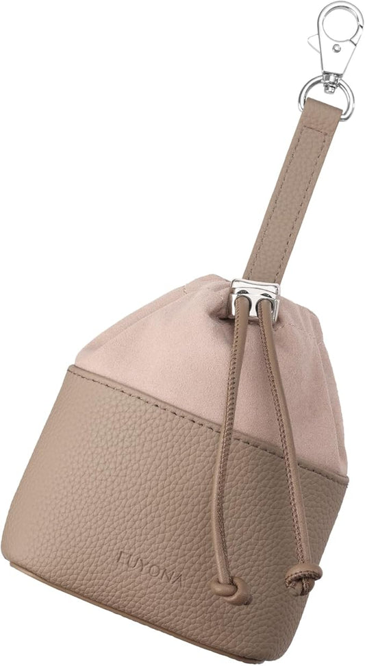 Dog Treat Pouch for Training - Wide Opening & Drawstring Closure, Hands-Free Waist Bag with Belt Clip/Carabiner, Portable Pet Snack Holder for Walking, Hiking (Beige)