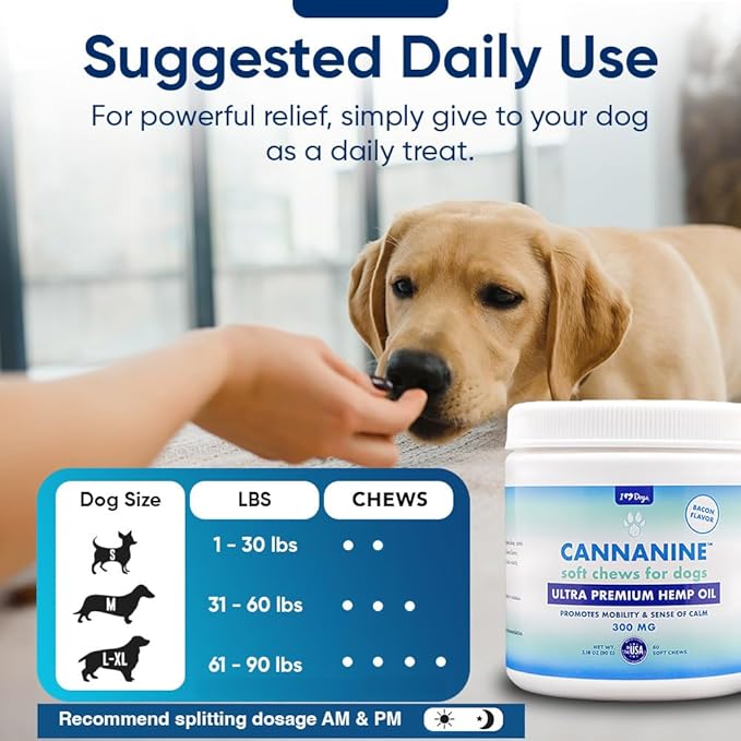 iHeartDogs Hemp Calming & Mobility Chews for Dogs - Dog Anxiety Relief Bites with Hemp - Bacon Flavored Dog Calming Treats for Anxiety, Stress, & Joint Movement