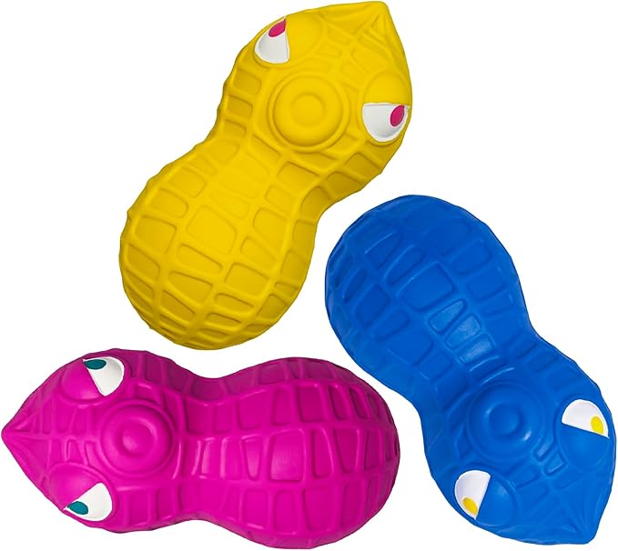 HOLYSTEED Squeaky Dog Toys for Small Dogs- Natural Latex Squeaky Dog Balls for Puppies & Mini Dogs | Soft, Safe & Interactive, Chew Toys Peanut | Indoor & Outdoor Fetch Play
