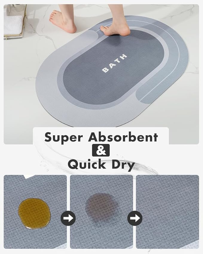MontVoo Bath Mat - Non Slip, Quick Dry, Stain Resistant Bath Mat Rug for Bathroom Floor - Easy Care Shower Rug for Outside Bathtub - 20"x32" Blue
