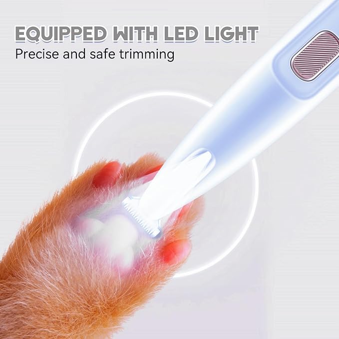 Micro Precision Dog Paw Trimmer, Pet Paw Trimmer with LED Light, Electric Pet Clippers Rechargeable, Grooming Shaver for Dogs Cats Rabbits Eyes Face Ears Feet Rump Hair, Paw Cleaner Waterproof (Gray)