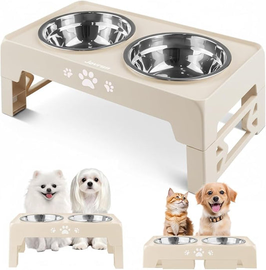 Jovrun Elevated Dog Bowls for Small Medium Large Size Dogs, Non-Slip Dog Feeder with 2 Food Water Bowls, 2-5 Heights Adjustable Raised Bowls Stand