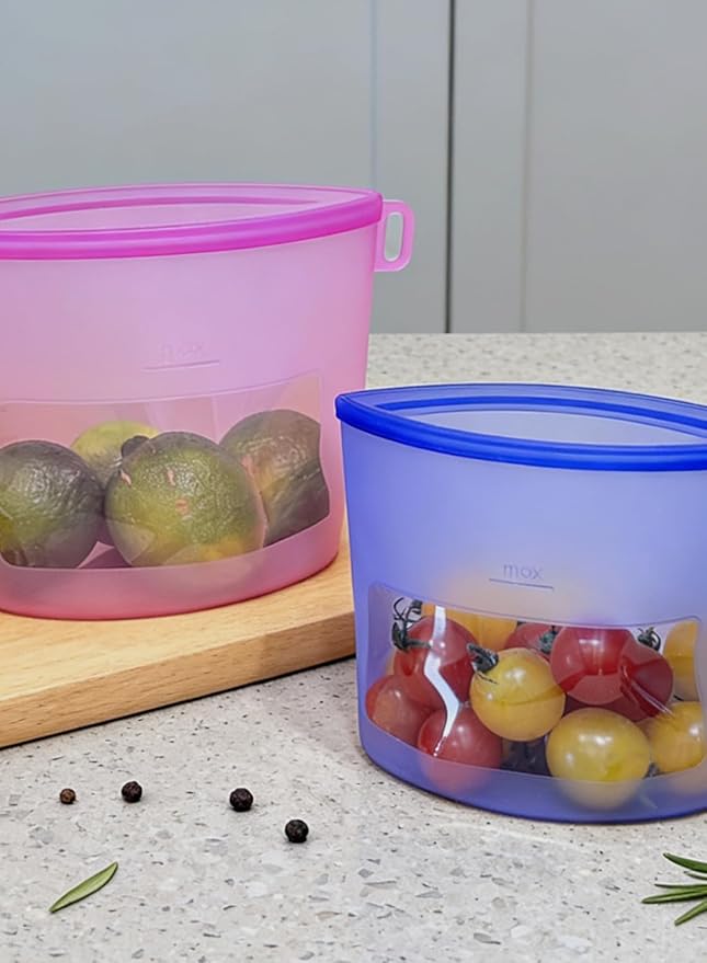 Reusable Premium Silicone Food Storage Bags 4 Pack with 2 Snack and 2 Sandwich Bags, Multi-Use & Sous Vide Stand-Up Pouches for Soup and Leftovers, Microwave, Dishwasher and Freezer Safe, BPA Free