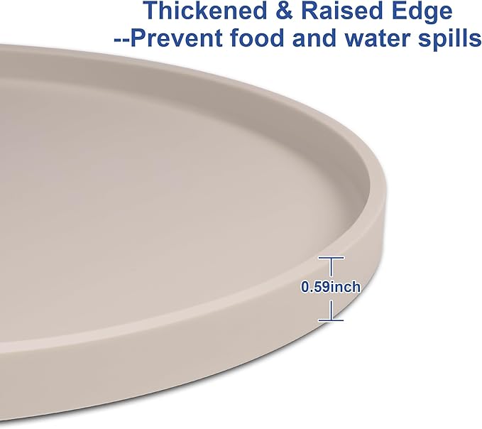 Arespark Dog Food Mat, Nonslip Waterproof Dog Silicone Feeding Bowl Mat with Raised Edges for Floors Prevent Spills, Round Eating Plate Puppy Supplies 10inch