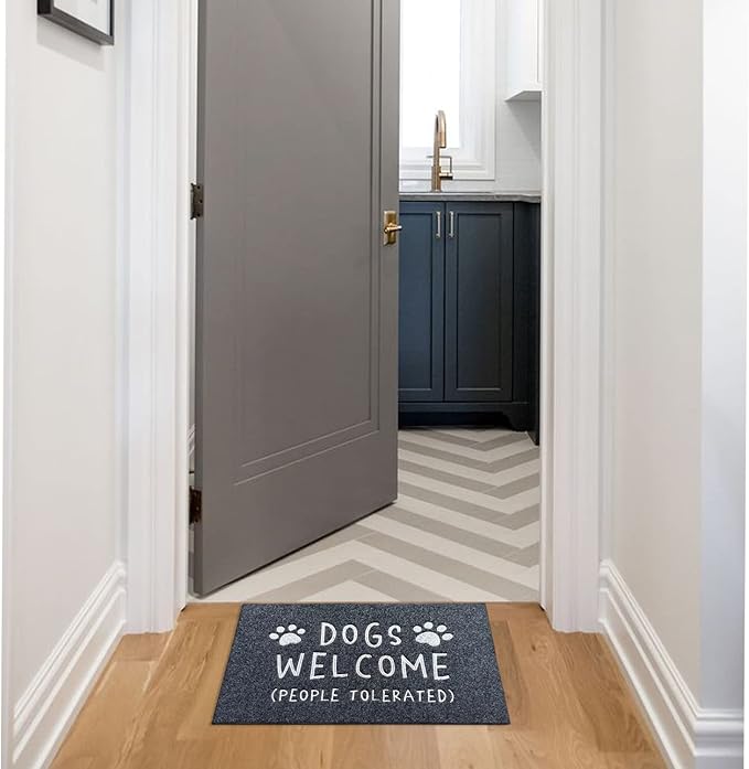 AAZZKANG Dogs Door Mat with Non Slip Rubber Back Funny Paw Doormat Easy to Clean Outdoor Indoor Front Door Mats for Entrance