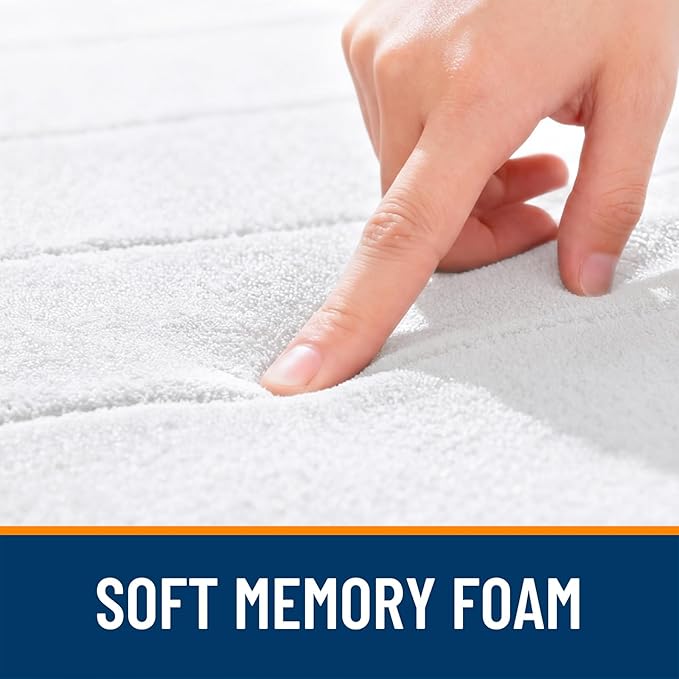 OLANLY Memory Foam Long Bathroom Rugs Runner 47x17, Super Soft Absorbent Bath Mat, Quick Dry, Machine Washable Shower Floor Rugs, Bathmat Carpet, Bathroom Home Decor Accessories, White