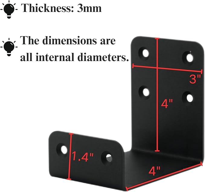 Heavy Duty Mantel Brackets，Floating Shelf Fireplace Bracket，U-Shaped Beam-Style Mantel Support(2 Packs). (4x4x3)