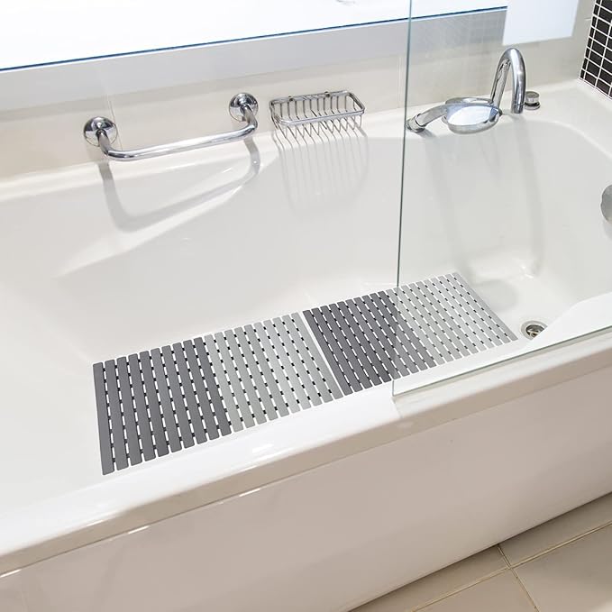 Shower Mat Non Slip Bathtub Mat with Suction Cups and Drain Holes 27.5 x15.7 Inch Bath Mat for Tub & Shower.Easy Dry,Easy to Cut,Eco-Friendly