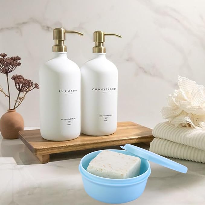 Round Travel Soap Case for Valentines Day - 4 Pack Bar Soap Holder, Travel Soap Container with Lid for Camp, Gym, Hiking - Keeps Toiletries Organized