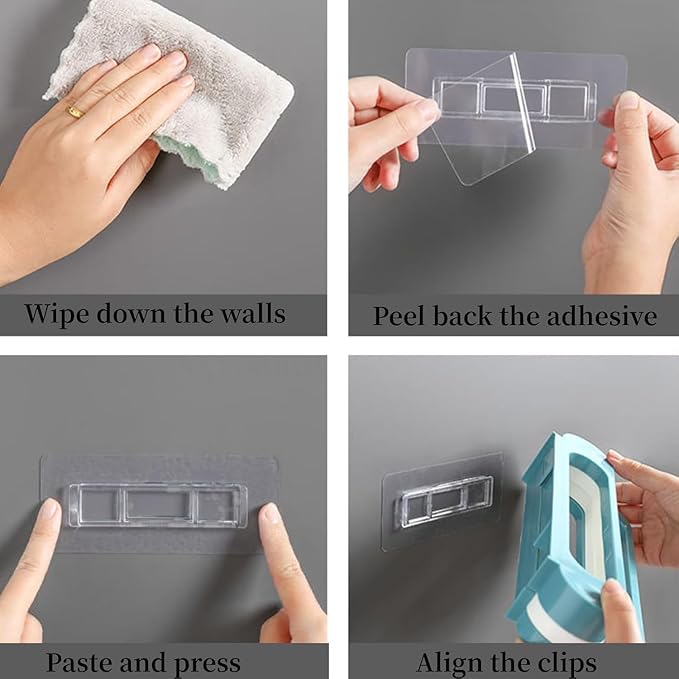 6 PCS Adhesive Toothbrush Holder Wall Mounted Sticky Pads, Strongly Traceless Adhesive Hook, Adhesive Mounted Hooks with No Drilling for 3.7 to 3.9 in Hanging Mouths