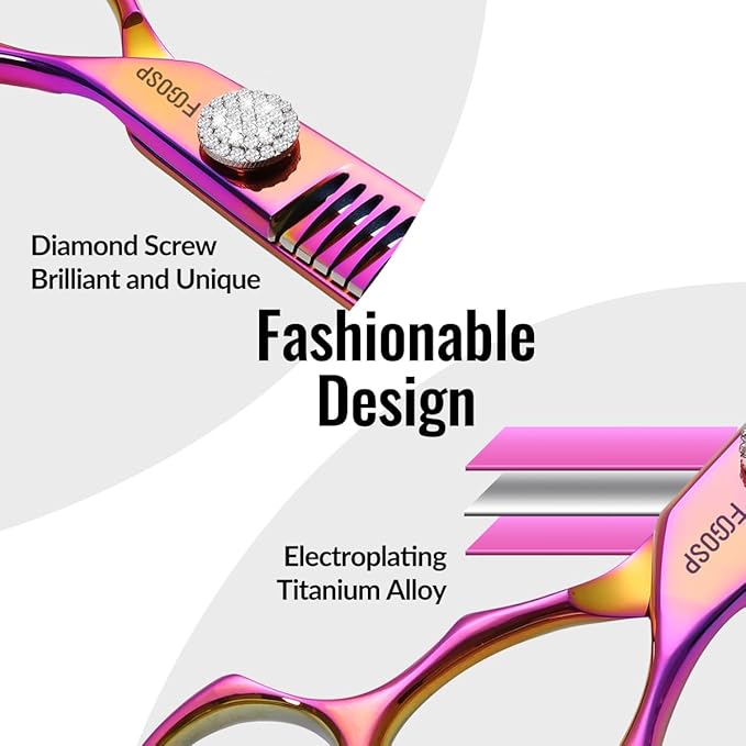 Professional Curved Chunkers Shears Dog Grooming 7.5'' Rainbow Curved Thinning Scissors for Large Dogs, 35 Teeth, Japan 440C Stainless Steel, Purple