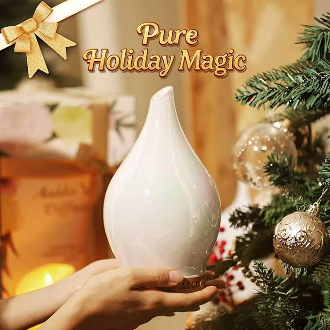 Porseme 150ml Essential Oil Diffuser Glass Color Changing Aroma Air Diffusers Aromatherapy Ultrasonic Cool Mist Humidifier 6 Running Hours Waterless Auto-Off for Sleeping Yoga Office Spa (White Jade)