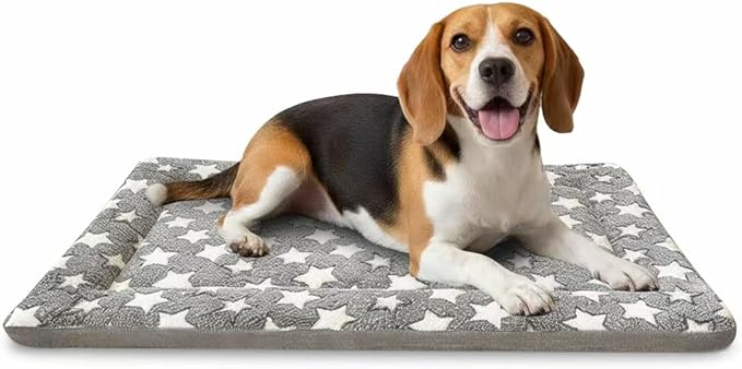 Dog Bed Mat, Dual-Sided Dog Crate Bed Mat - Ultra Soft & Machine Washable Kennel Pad for Medium Dogs, All-Season Comfort Pet Bed for Crates, Travel, and Home, Gray 30 x 18 Inch