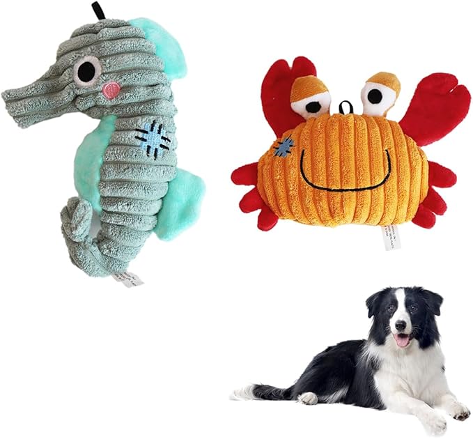 Dog Plush Toy for Small and Medium Dogs, Satisfy Dog's Natural Hunting Instinct, Squeaky Dog Toys for Indoor, Crinkle Sound Paper (2 Pack)