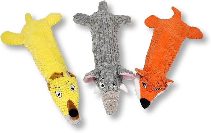 KrauzPet Dog Toys, Squeaky Plush No Stuffing Crinkle Dog Toy for Small Medium Large Dogs, [3 Pack] Interactive Puppy Teething Water Bottle Dog Chew Toy