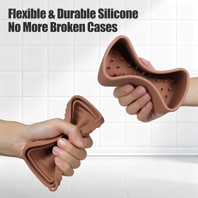 OTHIX Extra Large Silicone Leak Proof Travel Soap Case - Compatible with 10 oz Duke Cannon or Shampoo & Conditioner Bar Set | for Extended Trips, Outdoor Adventures, or Truck Drivers (Coffee Brown)