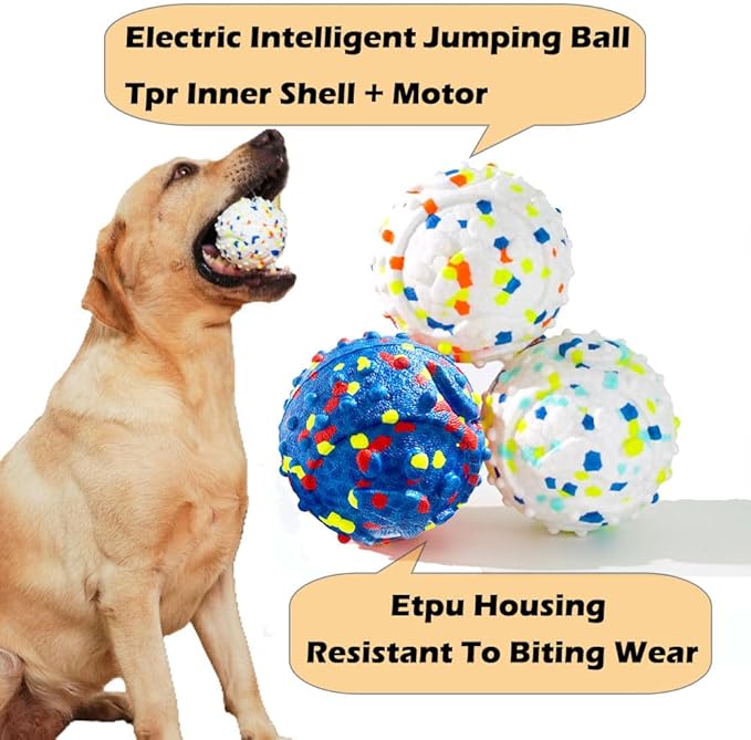 CAISHOW Dog Ball Squeak Toys (Vibrating Ball White)