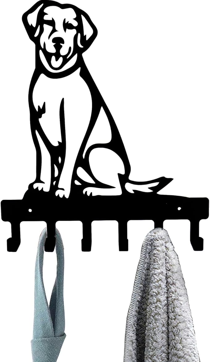 YANGZHI Wall Mount Key Hooks, Wall Decorative Dog Family Key Holder Black Dog Wall Hooks Hanger Gift for Bedroom, Living Room, Kitchen, Bathroom Hardware Hooks Golden Retriever(11 * 13.2 inches)