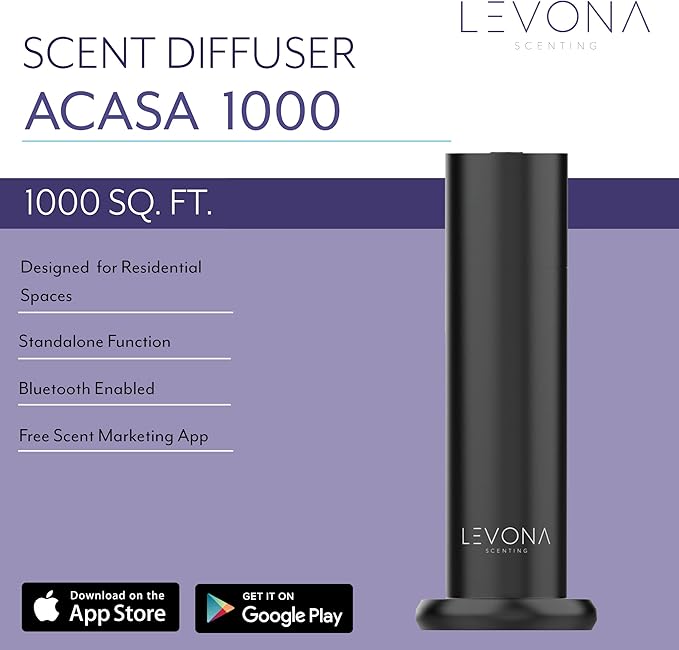 Levona Scent Waterless Diffuser: Scent Air Machine for Home - Smart Diffuser for Essential Oils - Essential Oil Plug in Diffuser for Hotel Room - Matte Black (120ml Oil Included)