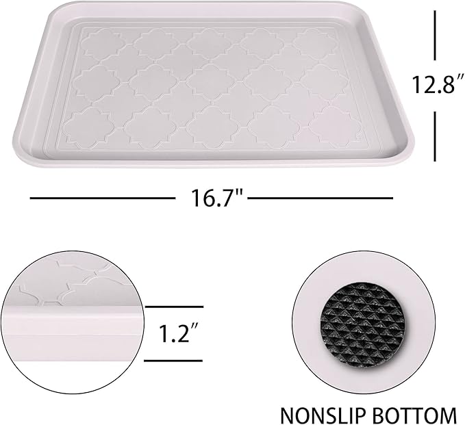 Boot Tray and Multi-Purpose Mat, 2 Packs in 16.7"x12.8", Waterproof, Raised Edge for Boots, Shoes and Pets Indoor/Outdoor