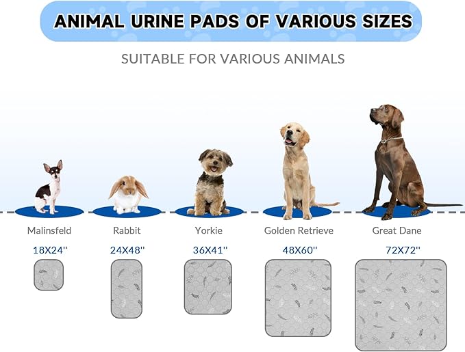Sunheir Washable Pee Pads for Dogs - 2-Pack Thick Heavy-Absorbency Reusable Pee Pads Prevent Leakage Non-Slip, Waterproof Pet Training Pads for Puppy Playpen, Crate, Whelping Box, Potty Training, Blue