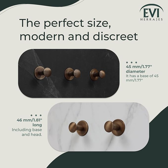 Evi Bathroom Hanger | Wall Hanger Brass | Antique Leather Finish | for Hanging Clothes, Coats or Towels | Adhesive Towel Rail and/or Screw | 188DUALLCU