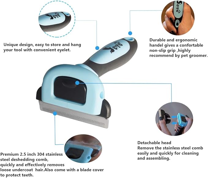 Petgle Cat Brush & Cat Comb for Shedding, 2.5inch Blue - Hair Brush for Long Hair and Short Hair, Pet Grooming Tool for Small to Medium Dogs and Cats, Detangle, Eco Friendly, Weekly Grooming