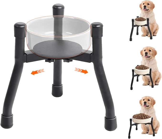 Elevated Dog Bowls, Adjustable Metal Raised Dog Bowl Stand for Small&Medium Dogs, Adjustable Wide 6.3"-10.2"(Bowl Not Included)