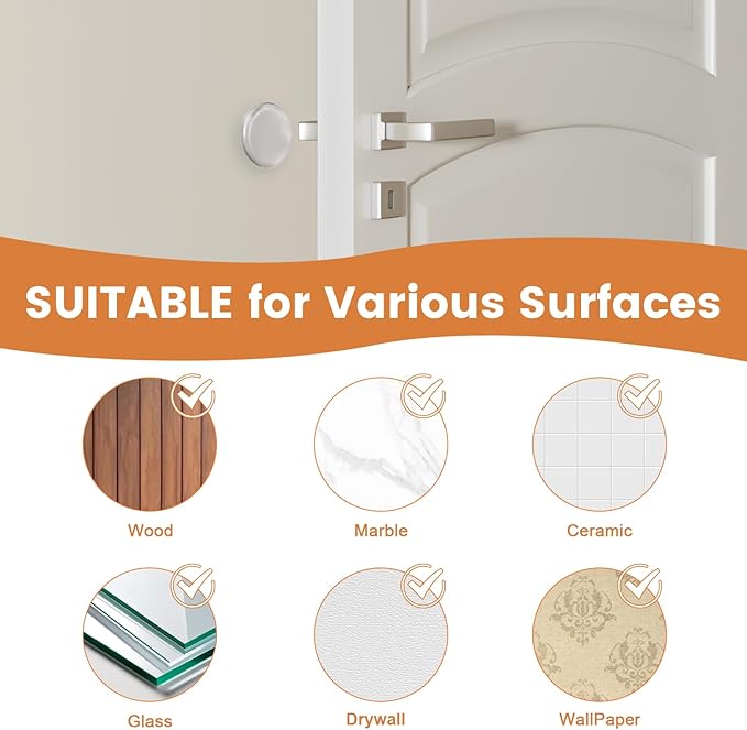 Probrico Clear Silicone Door Stoppers, 2" Round Self-Adhesive Wall Protector 6 Packs, Transparent Bumper for Wall/Cabinet Door Protecting, Soft Silicone Crash Pads-Quiet Door Opening