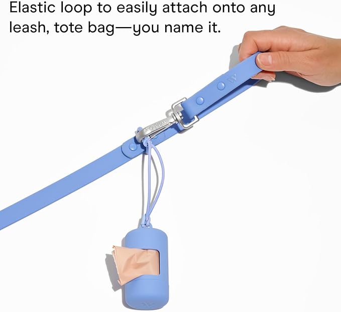 Wild One Dog Poop Bag Holder and Dispenser with Leash Attachment, Leak Proof, Easy Twist Top for Refills, Includes 1 Box Of Bags, Lilac