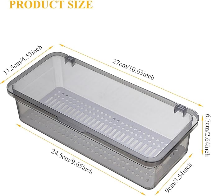 Silverware Organizer with Lid Transparent Flatware Tray Cutlery Drawer Organizer Flatware Storage Box Kitchen Utensil Container