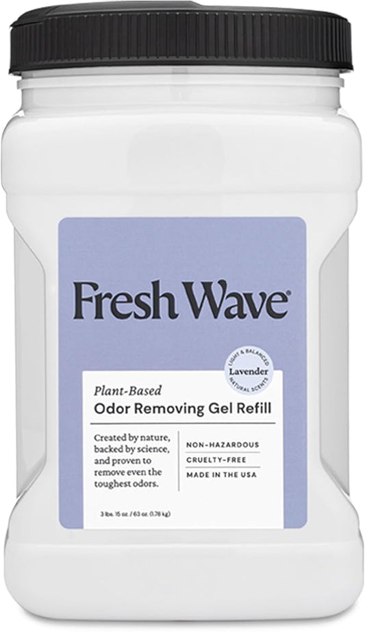 Fresh Wave Lavender Odor Removing Gel Refill, 63 oz. - Safer Odor Absorbers for Home, Natural Plant-Based Odor Eliminator, Every 15 oz. lasts 30-60 Days, For Cooking, Trash & Pets