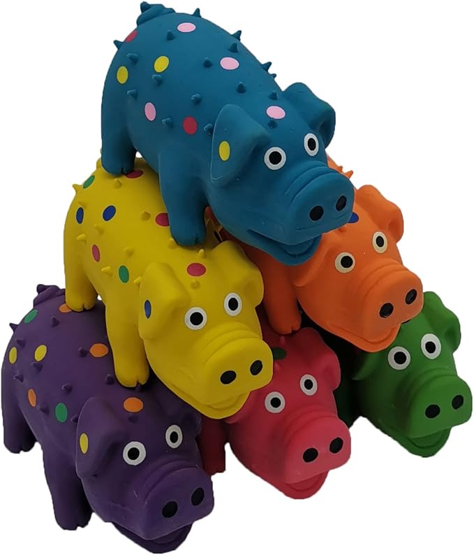 Hoiasem 6 Pack 4 Inch Mini Latex Dog Squeaky Toys Polka Dot Piglet Pig Dog Toy for Mimi Small Dogs