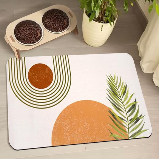 Dog Food Mats for Floors Waterproof, Cat Water Bowl Mats Pet Feeding Absorbent Placemats Bohemia 12 * 20 inch