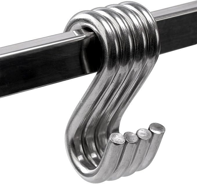 50 Pcs Heavy Duty S Hooks for Hanging, 304 Stainless Steel S Shaped Hooks, 2 in Long Metal Hangers Hanging Hooks for Kitchen, Work Shop, Bathroom, Garden, Max 176 Lbs