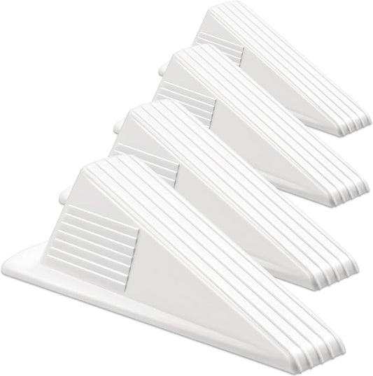 Frienda 4 Pcs Jumbo Door Stoppers Heavy Duty Door Stopper Tall up to 2inch Tall Wedge TPR Large Wedge Stackable Big Rubber Doorstop for Hotel Carpet Hardwood Concrete and Tile (White)