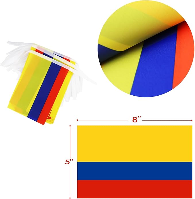 Colombia String Flag Pennant Banner - 38 Flags, 42 Feet Small Mini Colombian Flags Bunting Banner for Country Decoration, School, Party, Sports Events