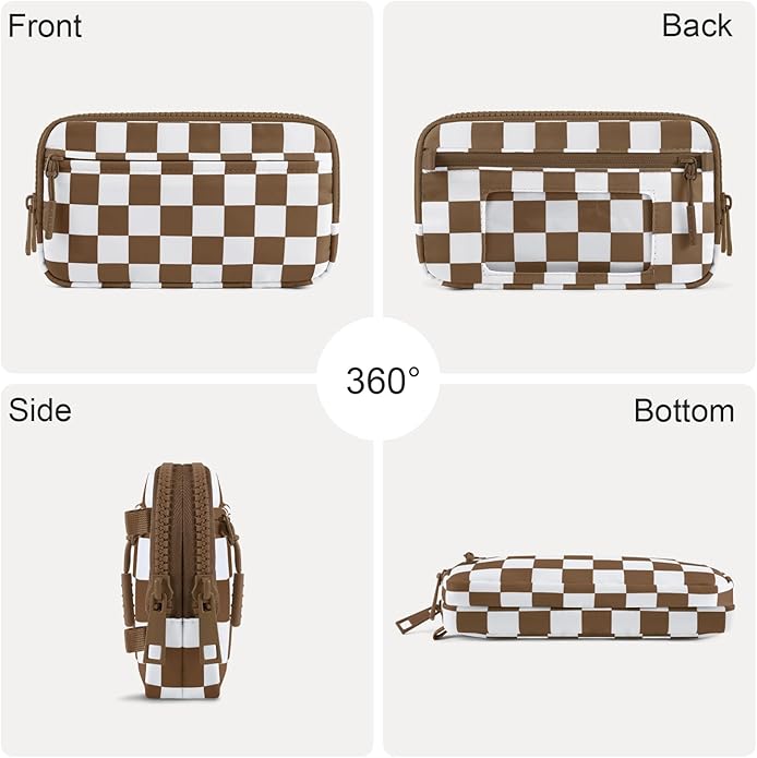 Checkered WristleWallets for Women, RFID Wallet Crossbody with 4 Zippers, Credit Card Holder Cell Phone Organizer