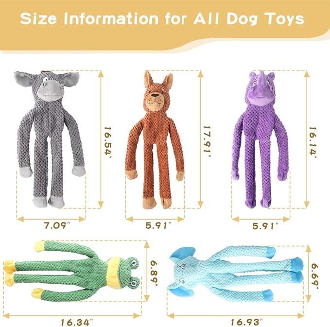 Act boldly 5 Pack Dog Squeak Toys, Durable Plush Chew Toys for Small, Medium & Large Dogs for Teething & Interactive Play