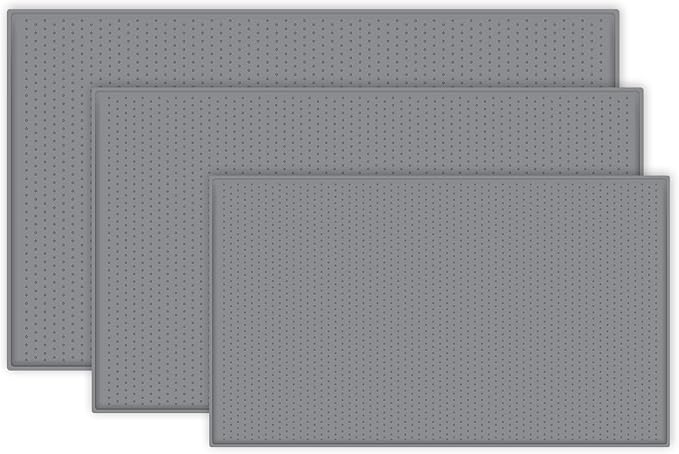 Premium Silicone Dog Food Mat,Dog Bowl mat, Pet Food pad- Anti-Slip Pet Food Mat for Dogs and Cats - Waterproof and Easy to Clean Gray -24 * 16IN