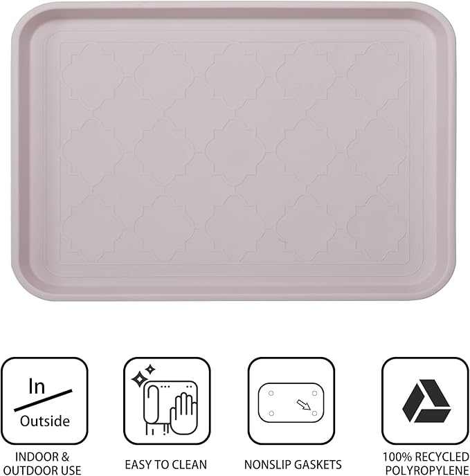 Boot Tray and Multi-Purpose Mat, 2 Packs in 16.7"x12.8", Waterproof, Raised Edge for Boots, Shoes and Pets Indoor/Outdoor